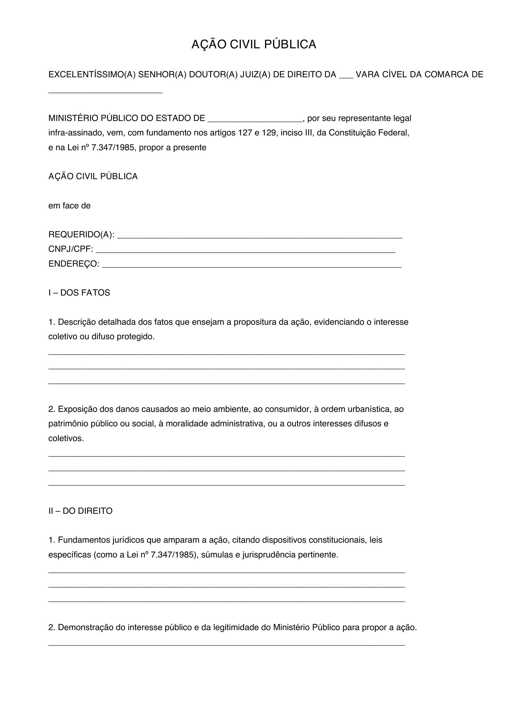 Ação Civil Pública Modelo