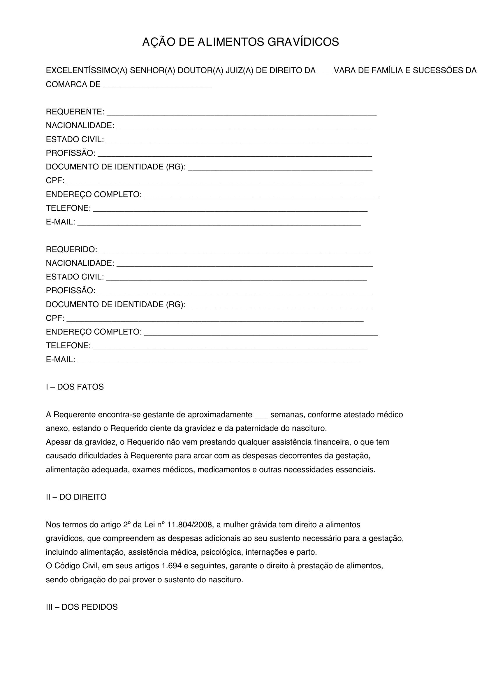 Modelo De Ação De Alimentos Gravidicos