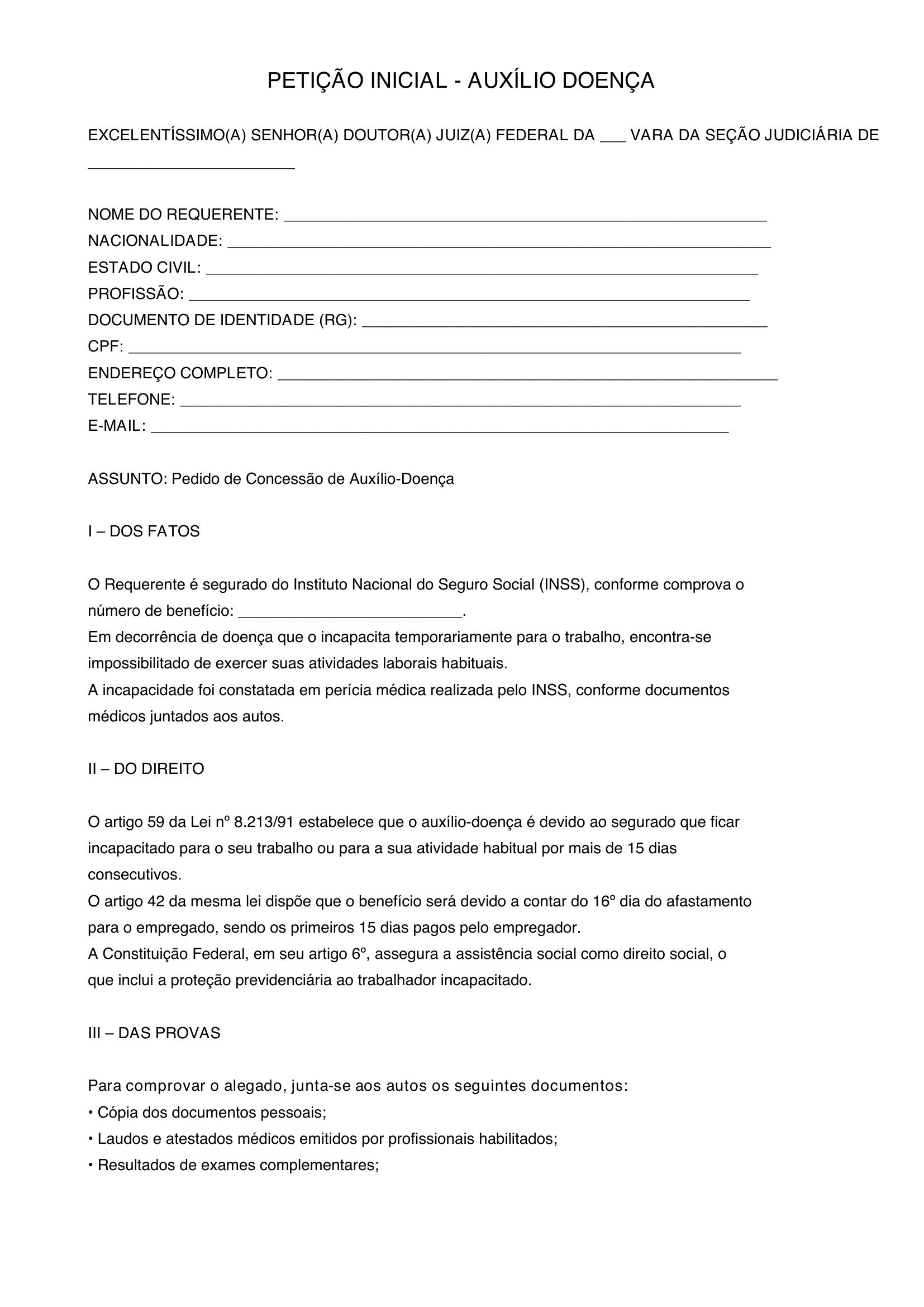 Modelo Auxilio Doença