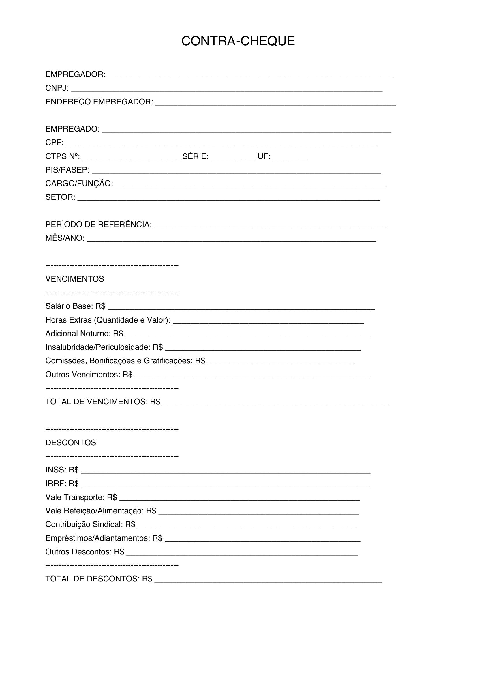 Contra Cheque Modelo