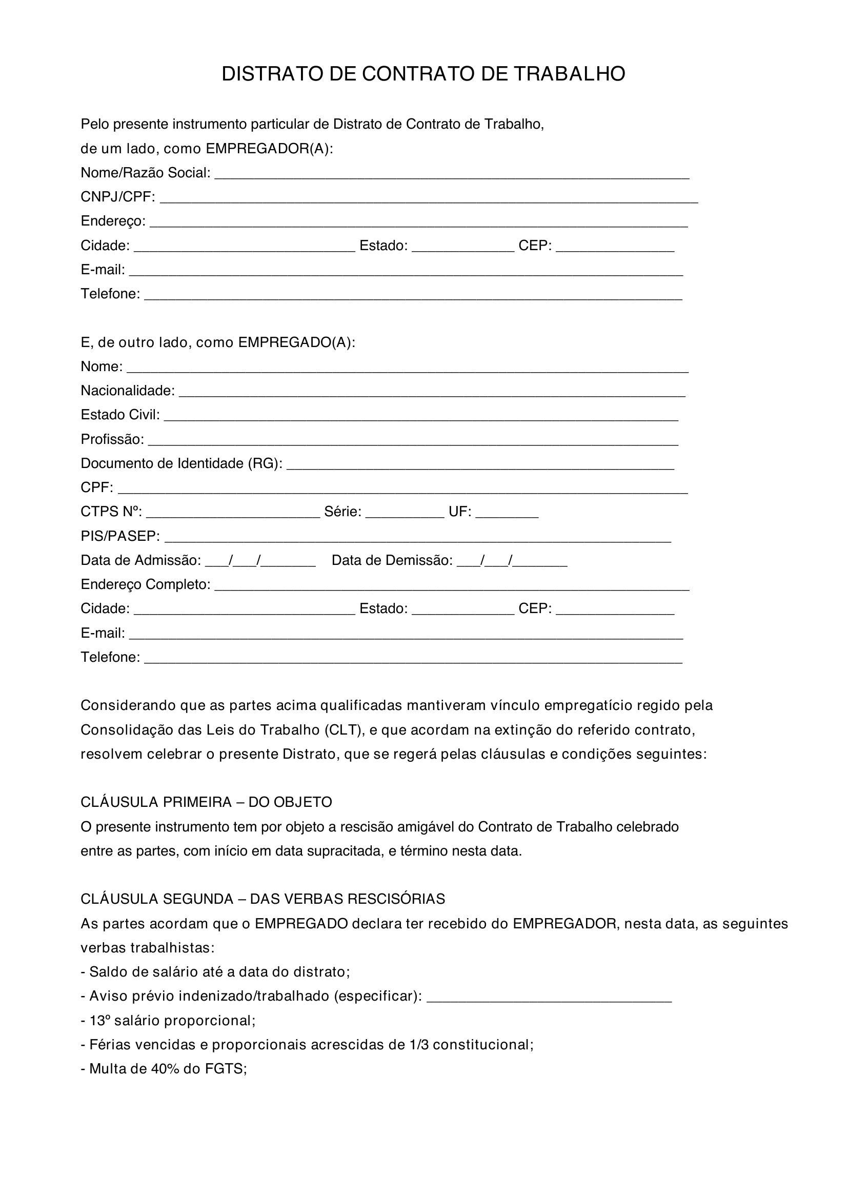 Modelo De Distrato