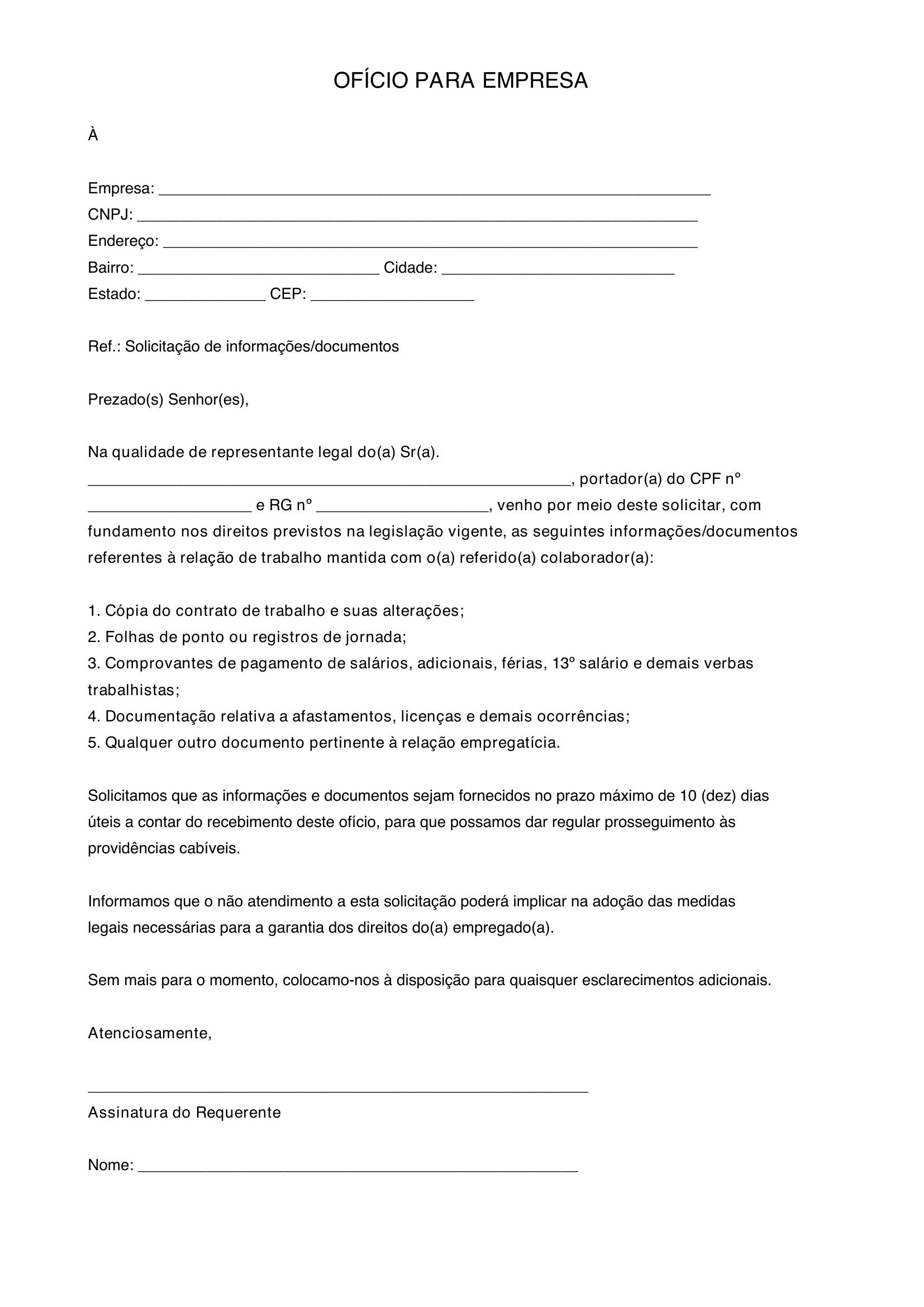 Modelo De Oficio Para Empresa