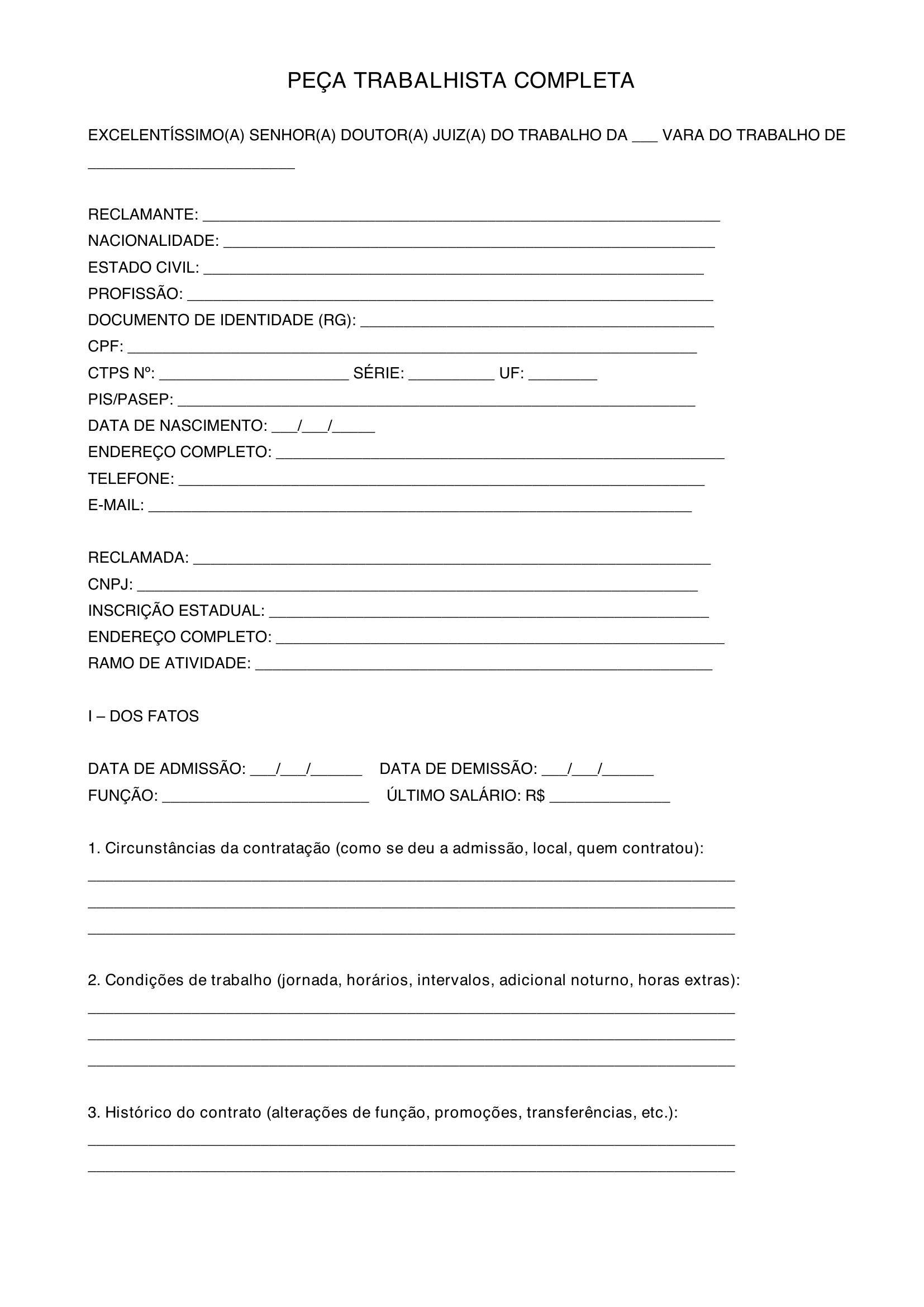 Modelo De Peças Trabalhistas
