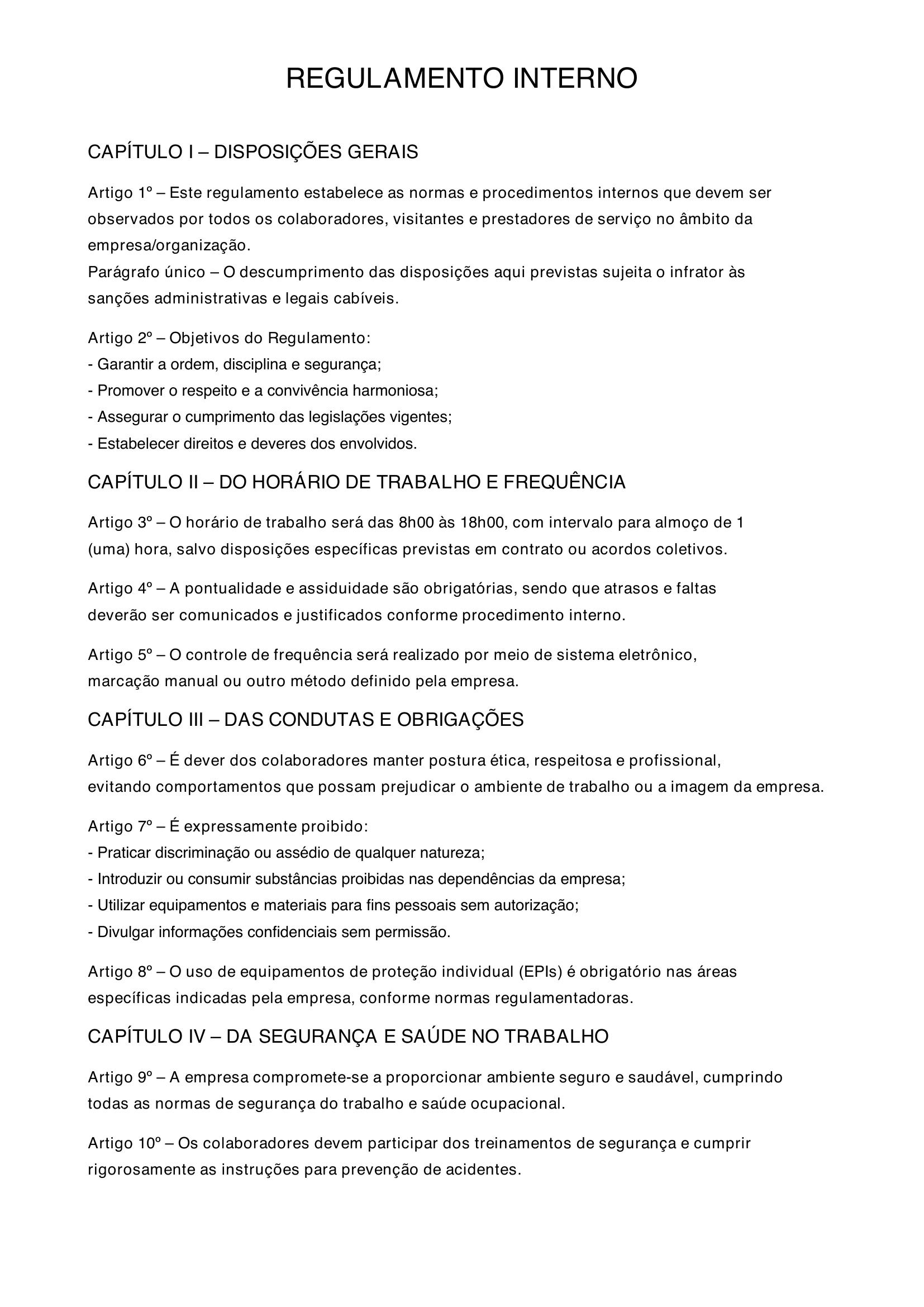 Modelo De Regulamento