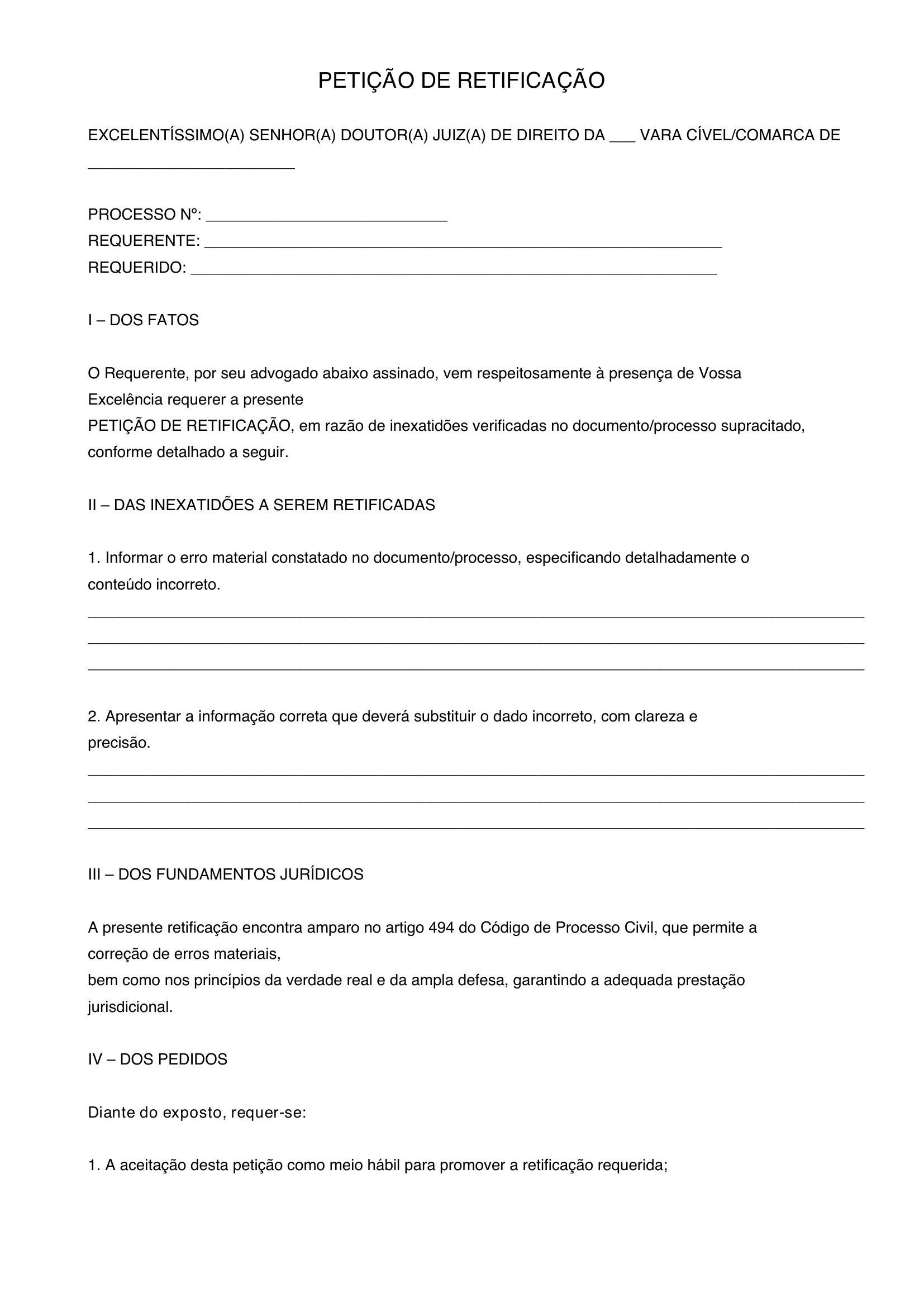 Modelo De Retificação